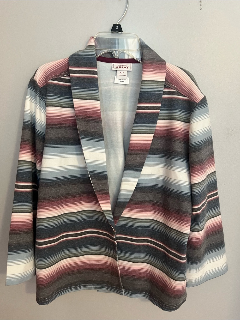 Ariat Striped Open-Front Blazer Jacket in Pink, Gray, Blue, Cream